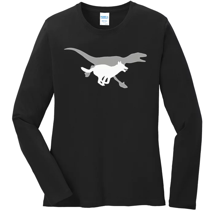 Belgian Malinois Velociraptor Maliraptor Running Ladies Long Sleeve Shirt