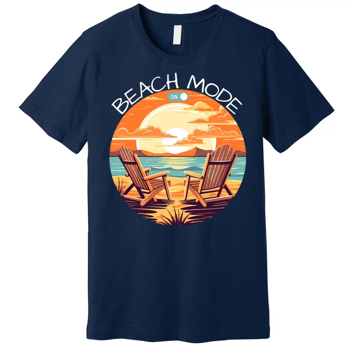 Beach Mode Vacy Mode Beach Life Vintage Sunset Beach Trip Vacation Mode Premium T-Shirt