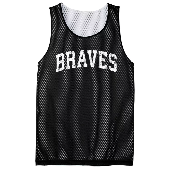 B.R.A.V.E.S Mascot Vintage Athletic Sports Name Mesh Reversible Basketball Jersey Tank