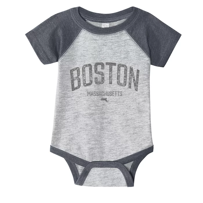 Boston Massachusetts Vintage Distressed Massachusetts Boston Infant Baby Jersey Bodysuit