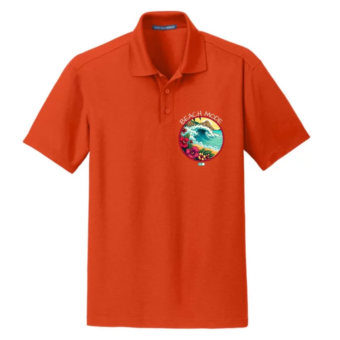 Beach Mode Vacy Mode Beach Life Vintage Sunset Beach Trip Vacation Mode Dry Zone Grid Performance Polo