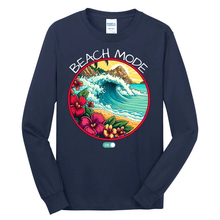 Beach Mode Vacy Mode Beach Life Vintage Sunset Beach Trip Vacation Mode Tall Long Sleeve T-Shirt