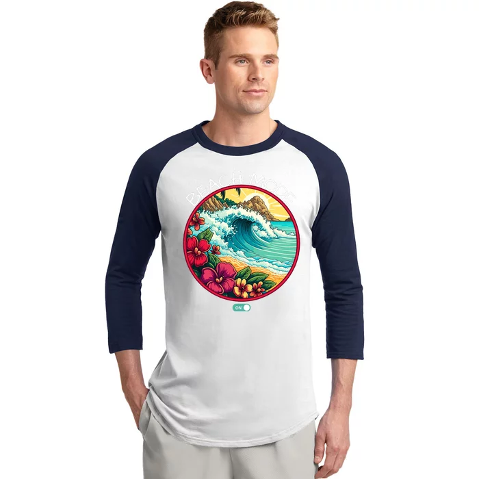 Beach Mode Vacy Mode Beach Life Vintage Sunset Beach Trip Vacation Mode Baseball Sleeve Shirt