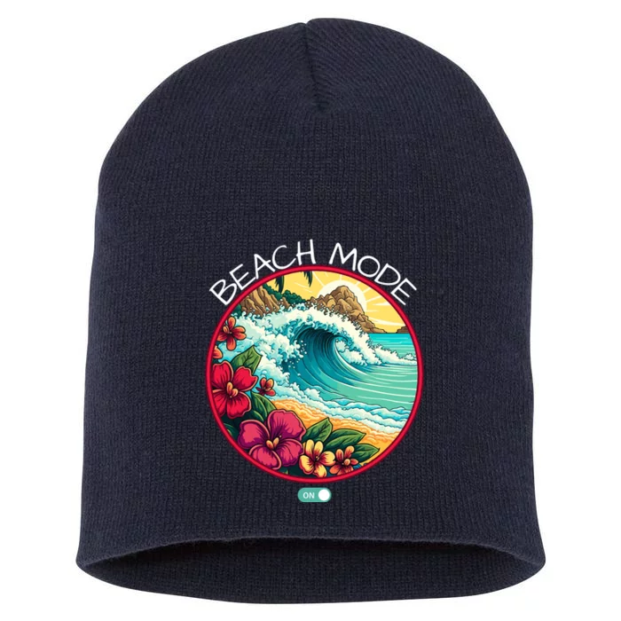 Beach Mode Vacy Mode Beach Life Vintage Sunset Beach Trip Vacation Mode Short Acrylic Beanie