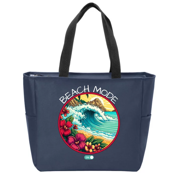 Beach Mode Vacy Mode Beach Life Vintage Sunset Beach Trip Vacation Mode Zip Tote Bag