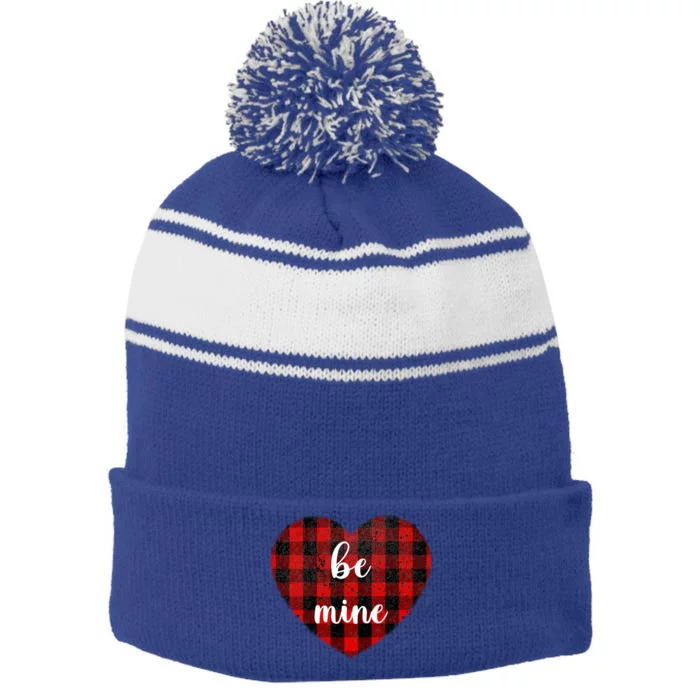 Be Mine Valentine's Day Gift Cute Heart Gift Stripe Pom Pom Beanie