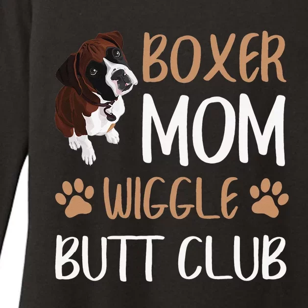 Boxer Mom Wiggle Butt Club Dog Lover Womens CVC Long Sleeve Shirt