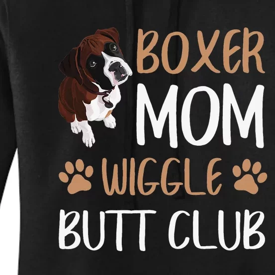 Boxer Mom Wiggle Butt Club Dog Lover Women's Pullover Hoodie