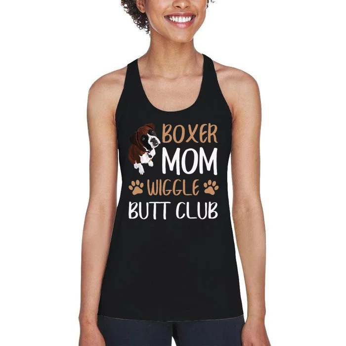 Boxer Mom Wiggle Butt Club Dog Lover Women's Racerback Tank