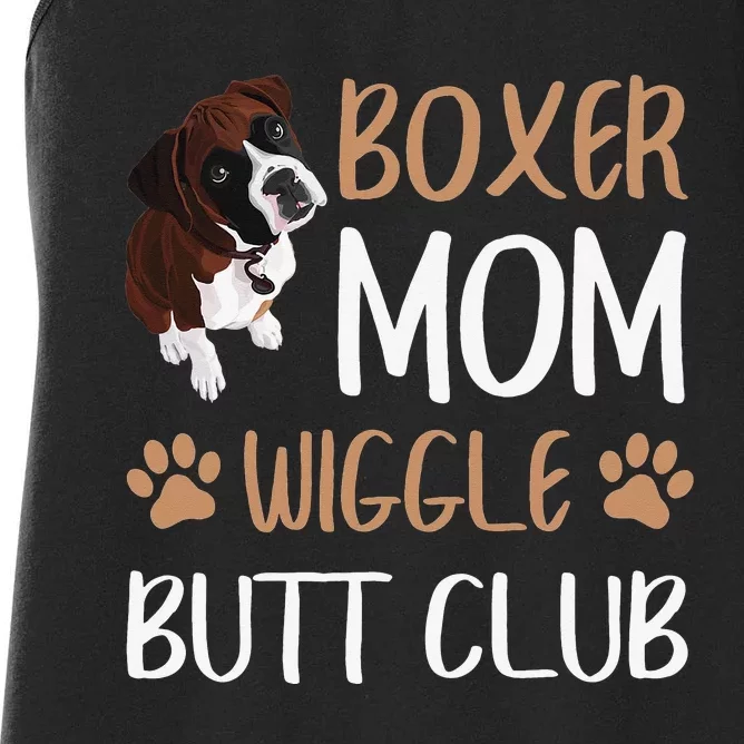 Boxer Mom Wiggle Butt Club Dog Lover Women's Racerback Tank