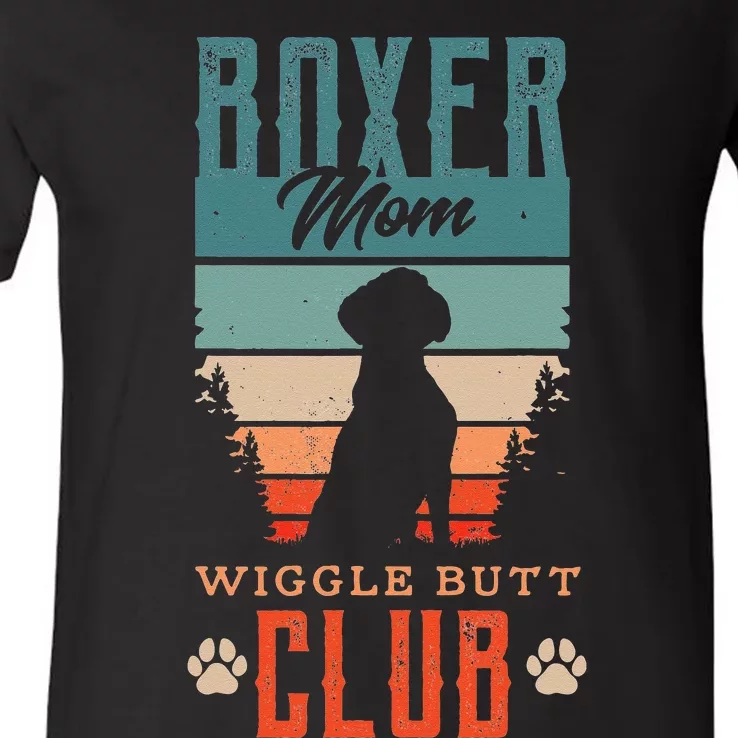 Boxer mom wiggle butt club for a Boxer Lover Dog V-Neck T-Shirt