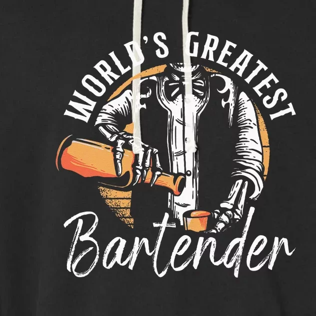 Bartender Mixologist Worlds Greatest Bartender Garment-Dyed Fleece Hoodie