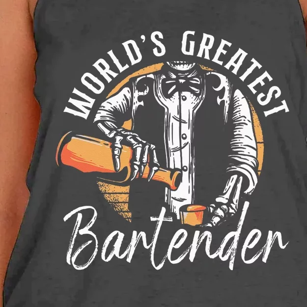 Bartender Mixologist Worlds Greatest Bartender Women's Knotted Racerback Tank