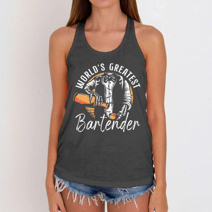 Bartender Mixologist Worlds Greatest Bartender Women's Knotted Racerback Tank