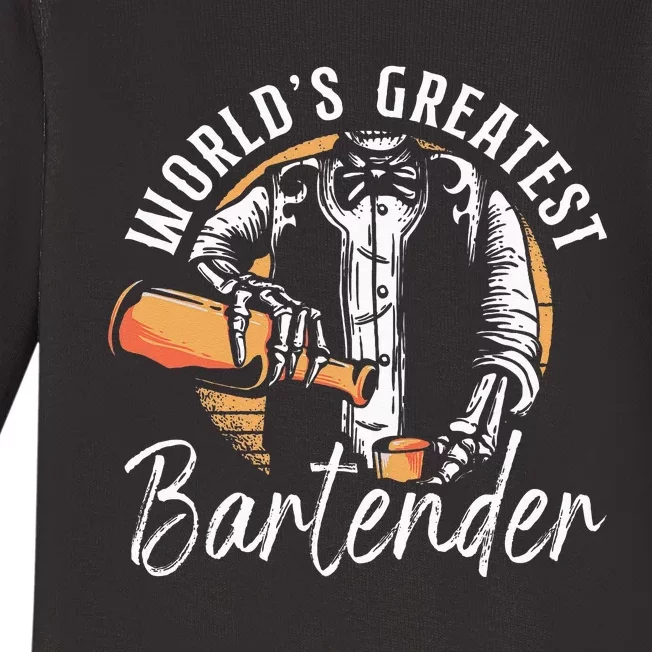 Bartender Mixologist Worlds Greatest Bartender Baby Long Sleeve Bodysuit