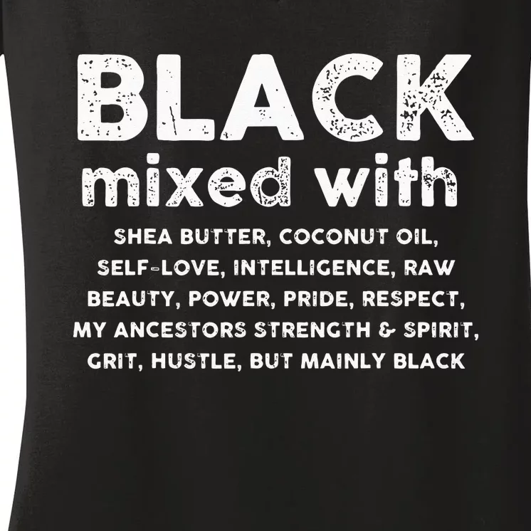 Black Mixed With Shea Butter Afro American Women's V-Neck T-Shirt