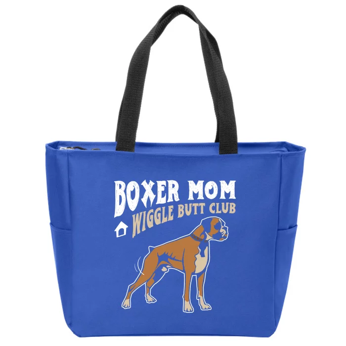 Boxer Mom Wiggle Butt Club Design Boxer Design Dog Design Funny Gift Zip Tote Bag