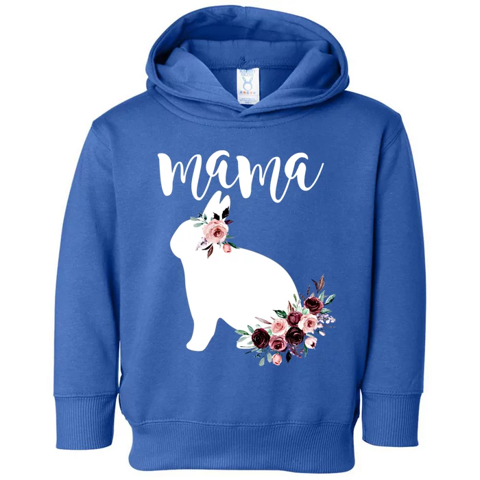 Bunny Mama With Rose Flowers Graphic Funny Gift Toddler Hoodie