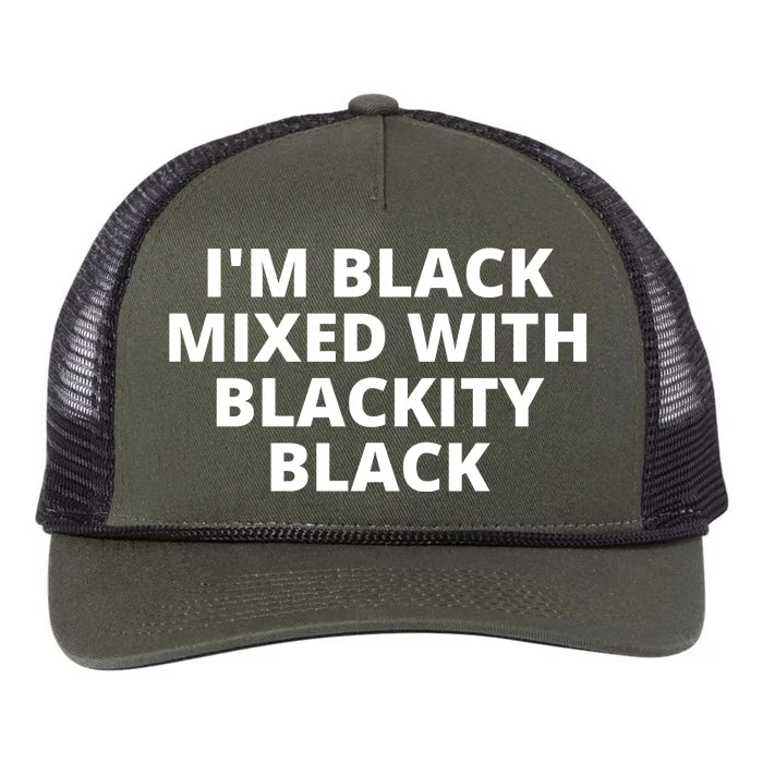 Black Mixed With Blackity Black African American Black History Month Retro Rope Trucker Hat Cap