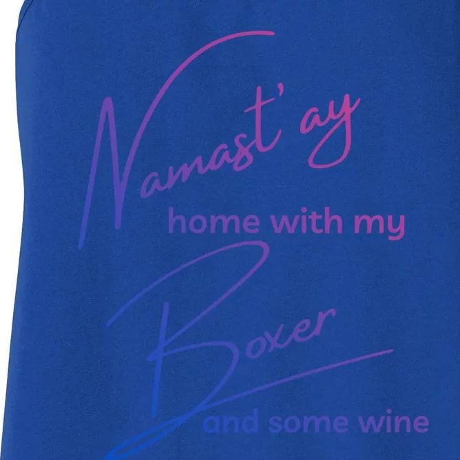 Boxer Mom Wine Lover Tee With Yoga Namaste Boxer Dog Gift Great Gift Women's Racerback Tank