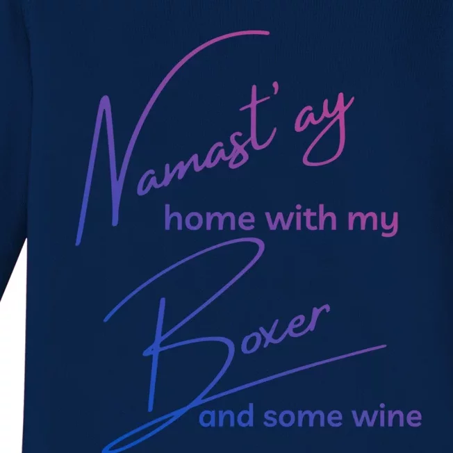 Boxer Mom Wine Lover Tee With Yoga Namaste Boxer Dog Gift Great Gift Baby Long Sleeve Bodysuit