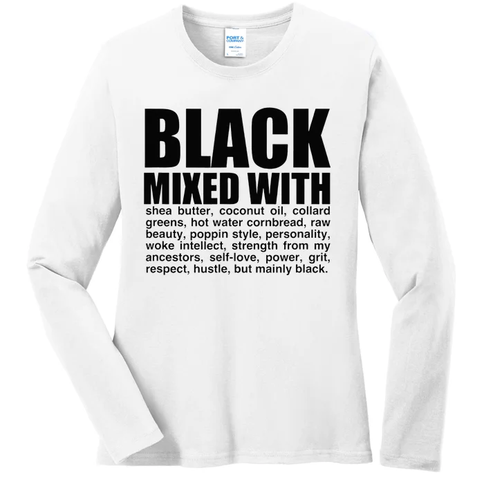 Black Mixed With Shea Butter Prideful Expression Ladies Long Sleeve Shirt