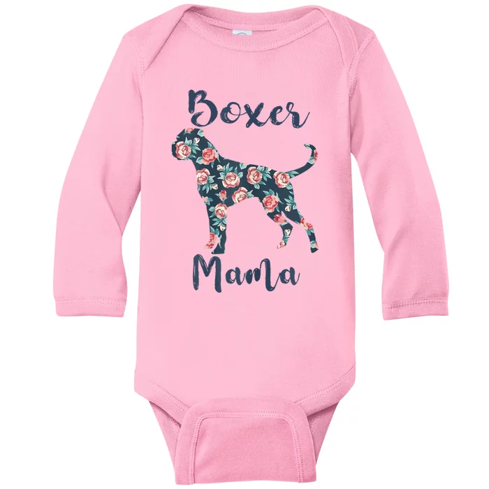 Boxer Mama Women Dog Mom Funny Mother Day Lover Baby Long Sleeve Bodysuit