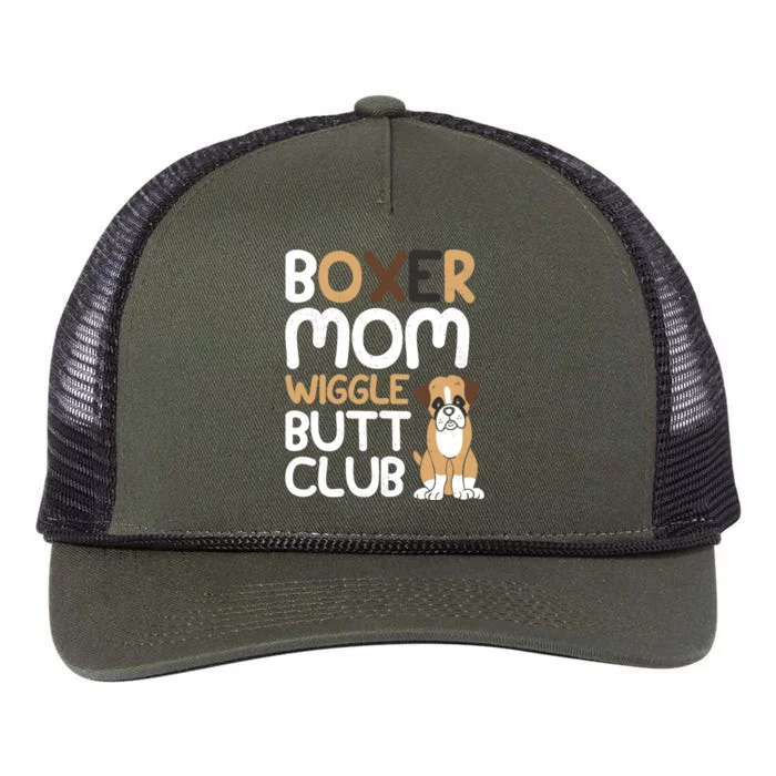 Boxer Mom Wiggle Butt Club Design Boxer Design Dog Design Funny Gift Retro Rope Trucker Hat Cap