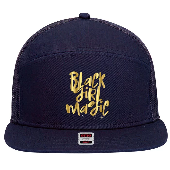 Black Magic Warning Melanin Queen With Attitude Gift 7 Panel Mesh Trucker Snapback Hat