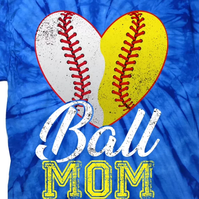 Ball Mom Women Mama Heart Baseball Softball Mother's Day Gift Tie-Dye T-Shirt