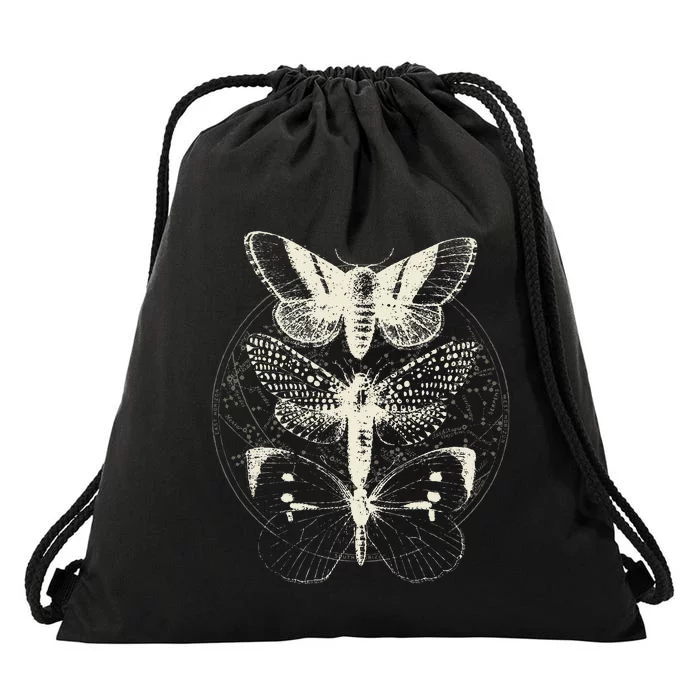 Butterfly Moth Witchcore Insect Astronomy Lover Witchy Drawstring Bag