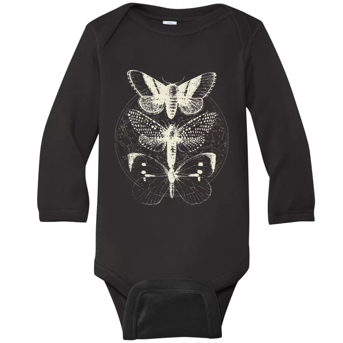 Butterfly Moth Witchcore Insect Astronomy Lover Witchy Baby Long Sleeve Bodysuit