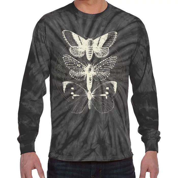 Butterfly Moth Witchcore Insect Astronomy Lover Witchy Tie-Dye Long Sleeve Shirt