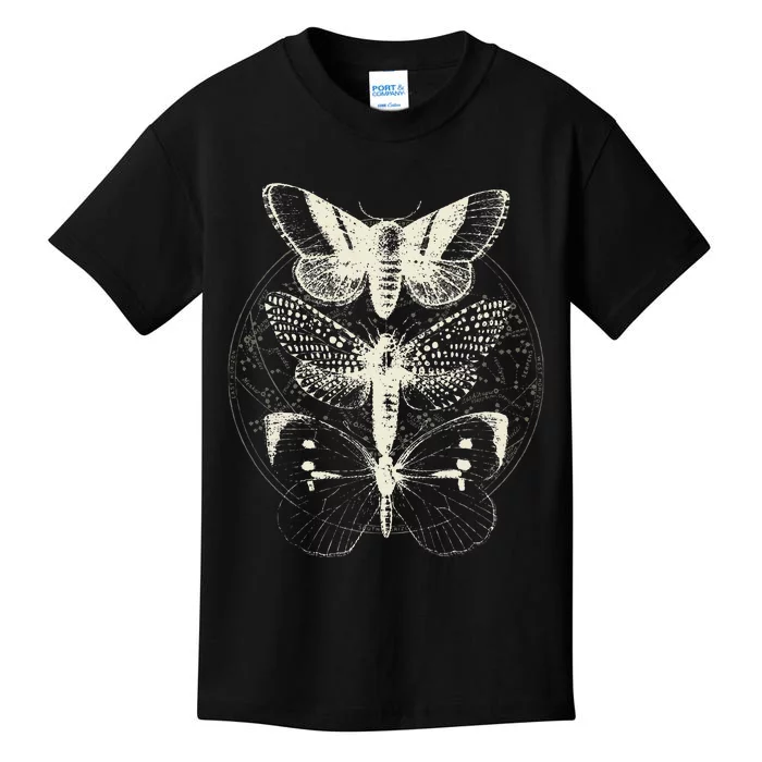 Butterfly Moth Witchcore Insect Astronomy Lover Witchy Kids T-Shirt