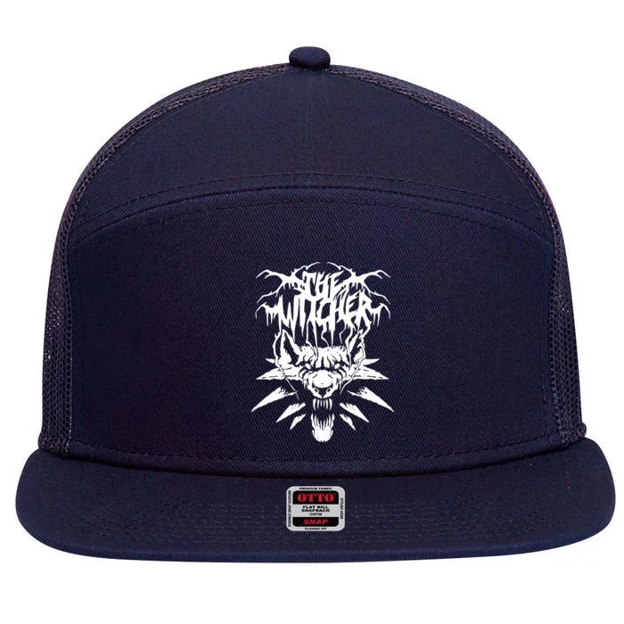 Black Metal Witcher 7 Panel Mesh Trucker Snapback Hat