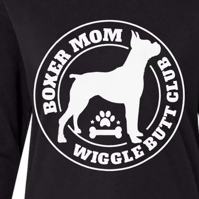 Boxer Mom Wiggle Butt Club Boxer Dog Gifts Womens Cotton Relaxed Long Sleeve T-Shirt