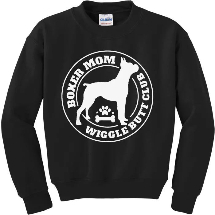 Boxer Mom Wiggle Butt Club Boxer Dog Gifts Kids Sweatshirt