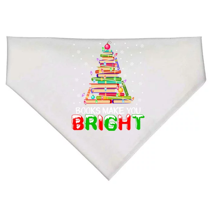 Books Make You Bight Christmas Funny Library Tree Light Cool Gift USA-Made Doggie Bandana