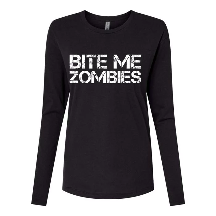 Bite Me Zombies Womens Cotton Relaxed Long Sleeve T-Shirt