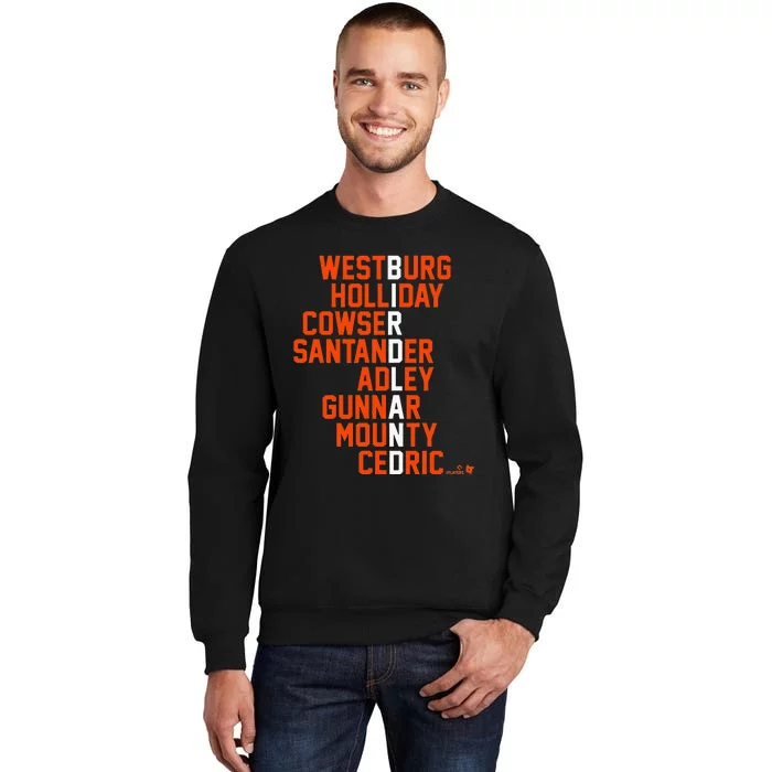 Birdland Names 2024 Baltimore Baseball Tall Sweatshirt