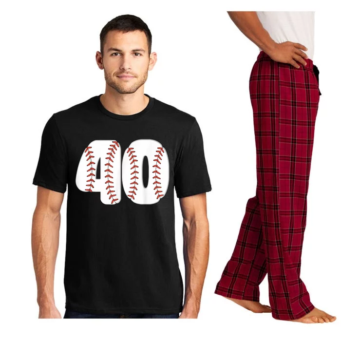 Baseball Number 40 Baseball Birthday 40 Baseball Themed 40th Pajama Set