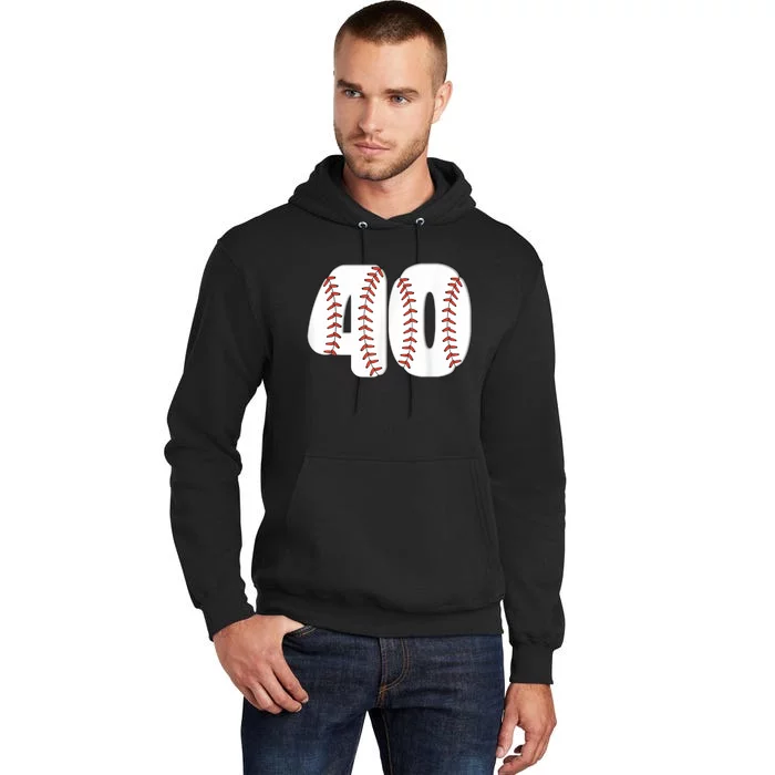 Baseball Number 40 Baseball Birthday 40 Baseball Themed 40th Tall Hoodie