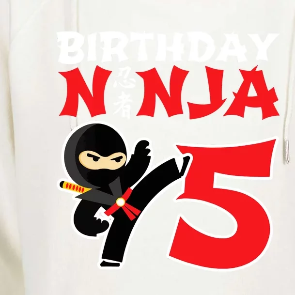 Birthday Ninja 5 Year Old Ninja Birthday Party Theme Womens Funnel Neck Pullover Hood