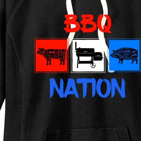 Bbq Nation And Pit Meat Smoker For Grill Barbecue Funny Gift Women's Fleece Hoodie