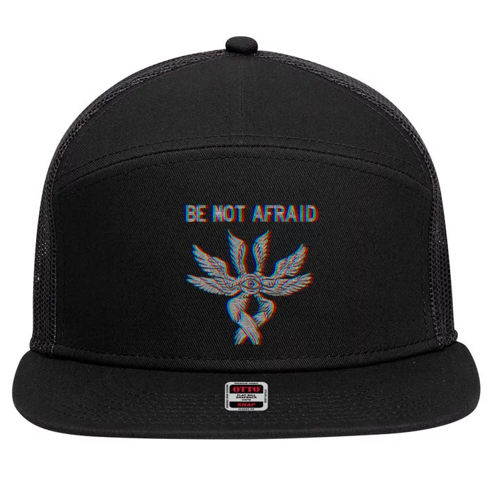 Be Not Afraid Biblically Accurate Angel Seraphim Glitch 7 Panel Mesh Trucker Snapback Hat