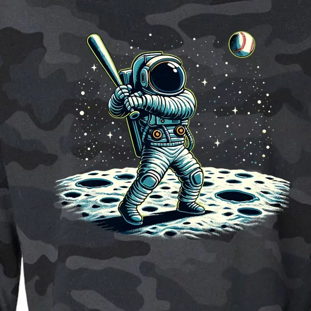 Baseball Novelty Astronaut Funny Baseball Cropped Pullover Crew