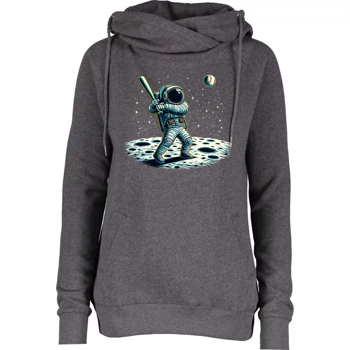 Baseball Novelty Astronaut Funny Baseball Womens Funnel Neck Pullover Hood