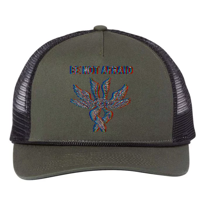 Be Not Afraid Biblically Accurate Angel Seraphim Glitch Retro Rope Trucker Hat Cap