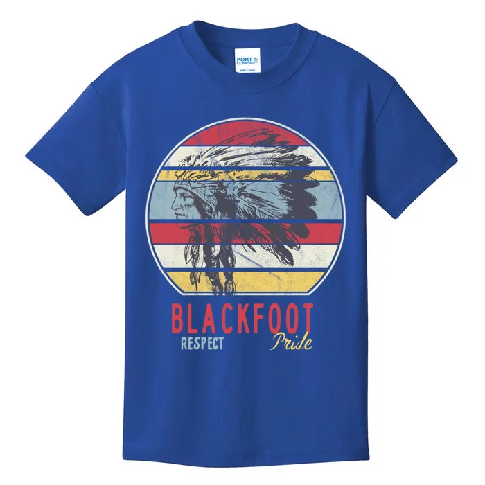 Blackfoot Native American Indian Tribe Respect Pride Retro Funny Gift Kids T-Shirt