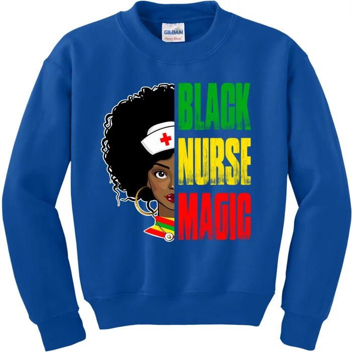 Black Nurse Afro Retro Juneteenth Black History Month Great Gift Kids Sweatshirt